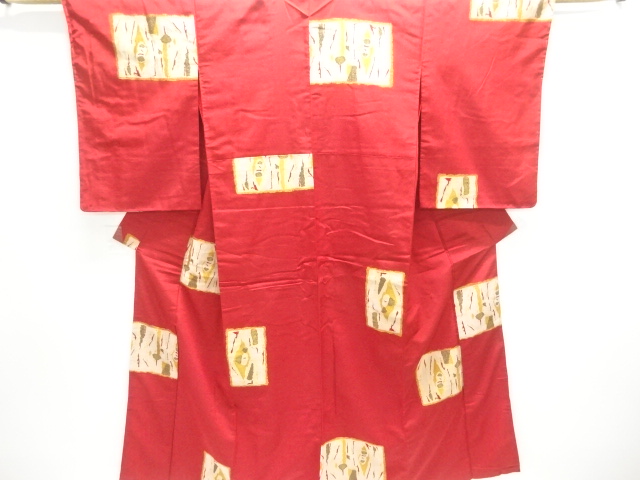 JAPANESE KIMONO / ANTIQUE TAISHO ROMANTIC ABSTRACT PATTERN WOVEN OMESE